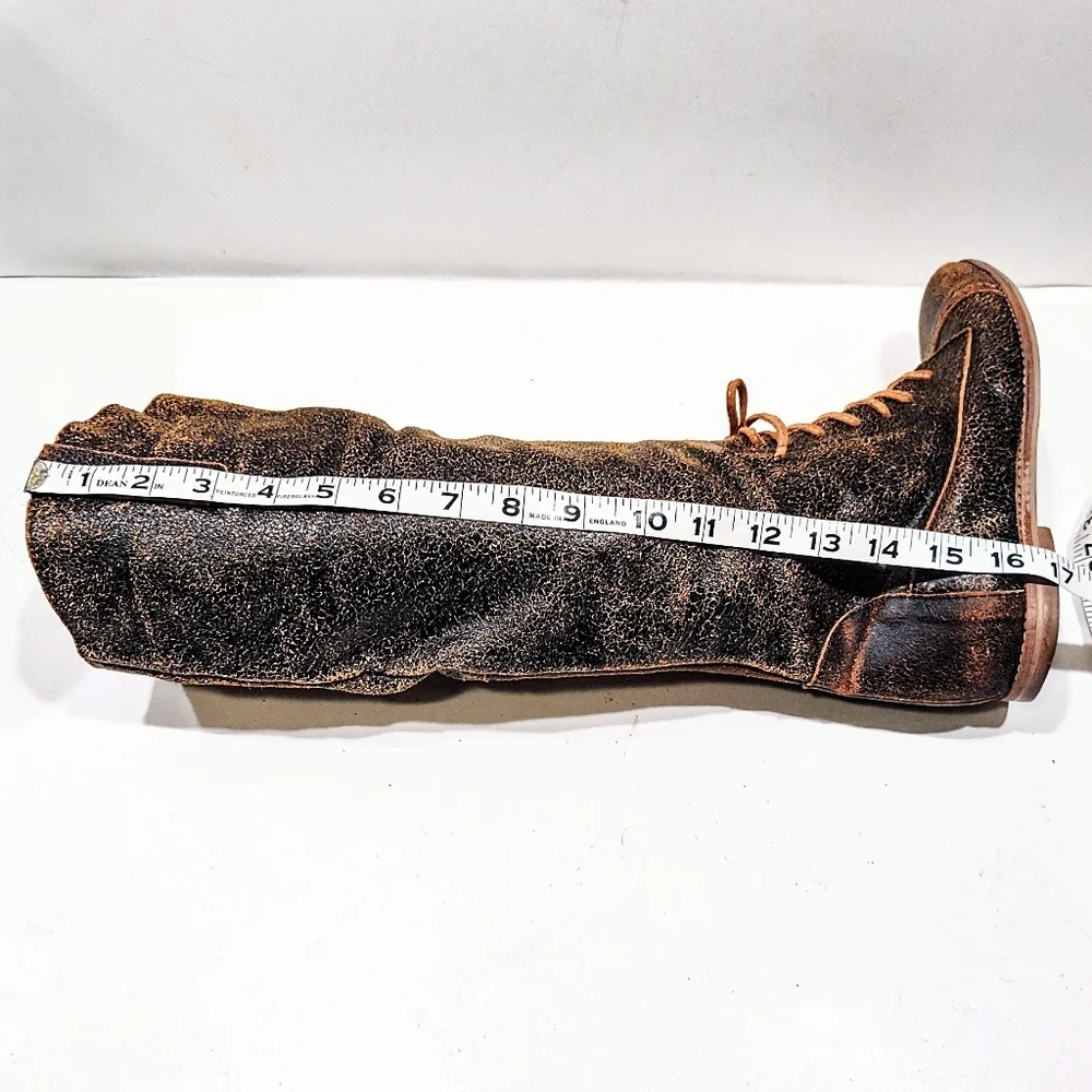 Sibyl Vane Knee High Riding Boots Distressed Leather Women 37 Equestrian Gaucho